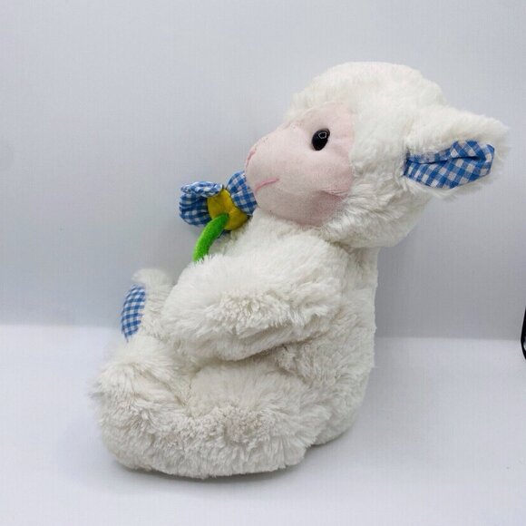 Unbranded White Blue Baby Lamb With Flower Plush 10” - Picture 3 of 5